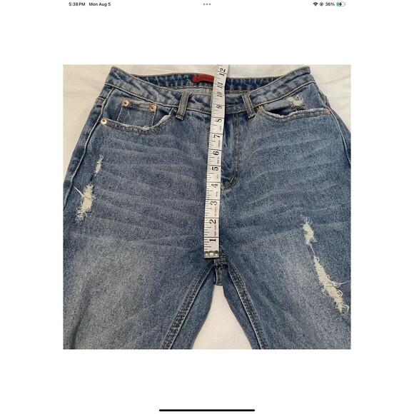 Signature 8 Women’s Distressed Straight Leg Raw Hem Blue Jeans Size S - Picture 9 of 10